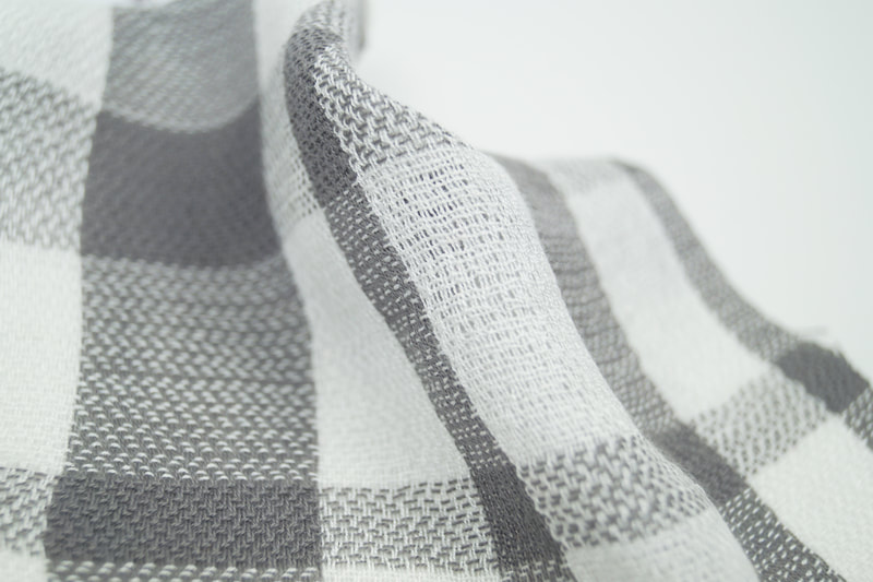 Grey & White Checked Cotton Woven Fabric